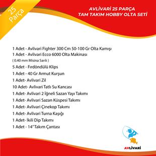 Avlivari 25 Parça Fighter 300 Cm 50-100 Gr-Ecco 6000 Tam Takım Tatlı Su Hobi Kıyı Olta Seti