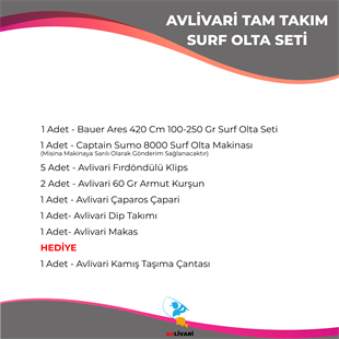 Avlivari Bauer Ares 420 Cm 100-250 Gr - Captain Sumo 8000 Tam Takım Kıyı Hobi Profesyonel Surf Olta Seti