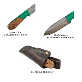 Avlivari El Yapımı Deri Kılıflı Çelik Kamp Bıçağı