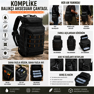 Avlivari Lüx Spin-Lrf Komplike Balıkçı Aksesuar Yan Bel Çantası SİYAH