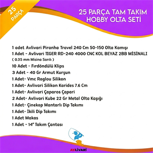 Avlivari Piranha Travel 240 Cm Olta Kamışı TIGER RD-240 4000 Makine Full Hobi Olta Seti