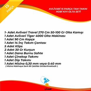 Avlivari Travel 270 Cm 50-100 Cm -Tiger 4000 lik Olta Makinası Tam Takım Hobi Kıyı Olta Seti