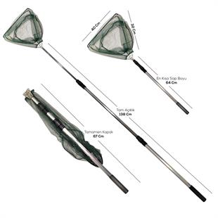 Balza Teleskobik Saplı Üçgen Katlanabilir Karides ve Balık Kepçesi 170 Cm