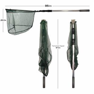 Balza Teleskobik Saplı Üçgen Katlanabilir Karides ve Balık Kepçesi 170 Cm