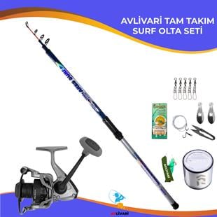 Bauer Ares 420 cm 100-250Gr - Albastar March 6000 Tam takım Kıyı Hobi Surf Olta Seti