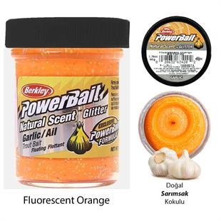 Berkley PowerBait Doğal Kokulu Glitter (Simli) Alabalık Hamuru - Fluorescent Orange