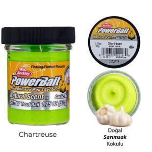 Berkley PowerBait Doğal Kokulu Glitter (Simli) Alabalık Hamuru - Chartreuse