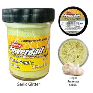Berkley PowerBait Doğal Kokulu Glitter (Simli) Alabalık Hamuru - Garlic Glitter