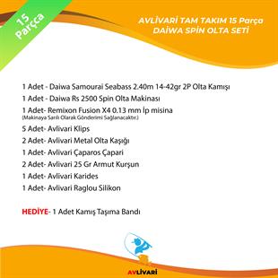Daiwa Samourai Seabass 2.40m 14-42gr 2P Olta Kamışı -  Daiwa Rs 2500 Tam Takım Spin Olta Seti