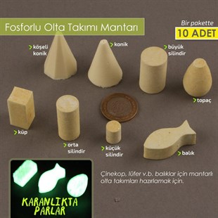 Fosforlu Özel Çinekop Takım Mantarı 10lu Paket - Dikdörtgen
