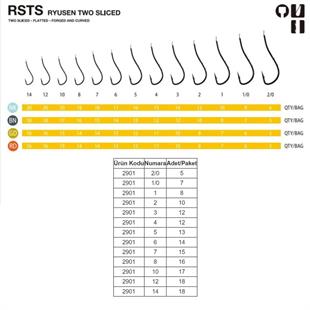 Fudo 2901 Ryusen Two Sliced Black Nikel Olta iğnesi / Balık Kancası