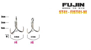 Fujin ST41 Üçlü Maket Balık İğnesi Nickel