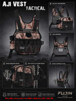 Fujin Tactical Vest Brown Camo Balıkçı Çantası