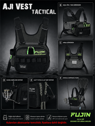 Fujin Tactical Vest Khaki Balıkçı Çantası