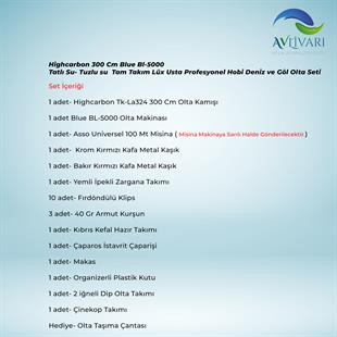Highcarbon 300 Cm Blue Bl-5000   Tatlı Su- Tuzlu su  Tam Takım Lüx Usta Profesyonel Hobi Deniz ve Göl Olta Seti