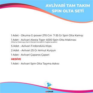 Okuma G-power 270 Cm 7-35 Gr - Avlivari Alesta Tiger 4000 Olta Makinası Tam Takım Kıyı Hobi Spin Olta Seti