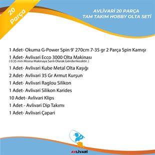 Okuma G-Power Spin 9 270cm 7-35 gr 2 Parça Spin Kamışı ve Avlivari Ecco 3000 Spin Olta Makinesi Tam Takım Kıyı Hobi Olta Seti