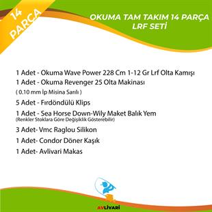 Okuma Wave Power 228 Cm 1-12 Gr Olta Kamışı - Okuma Revenger 25 Olta Makinası Tam Takım Kıyı Hobi LRF Olta Seti