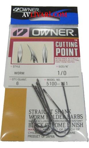 Owner Worm 5100 Uzun Pala Lüfer Kancası İğnesi Delikli