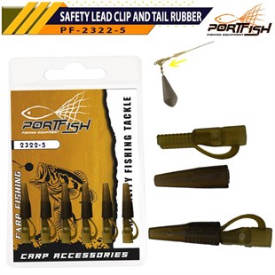Portfish 2322-5 Safety Lead Clip and Tail Rubber 6 Adet Sazan Ağırlık Taşıma Aparatı