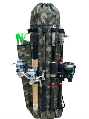 Powerex Kamuflaj desenli Balıkçı Kamış ve Olta Taşıma Sırt Çantası