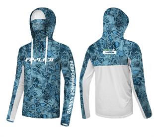 RYUJI UV PERFORMANCE HOODIE SHIRT+NECK, DARK TIDE