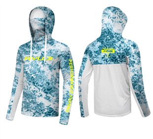 RYUJI UV PERFORMANCE HOODIE SHIRT+NECK, ICE BLUE