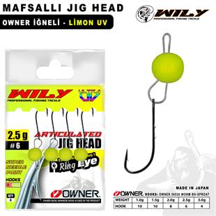 Wily Jig Head Mafsallı Owner İğneli - Limon 2.5 Gr