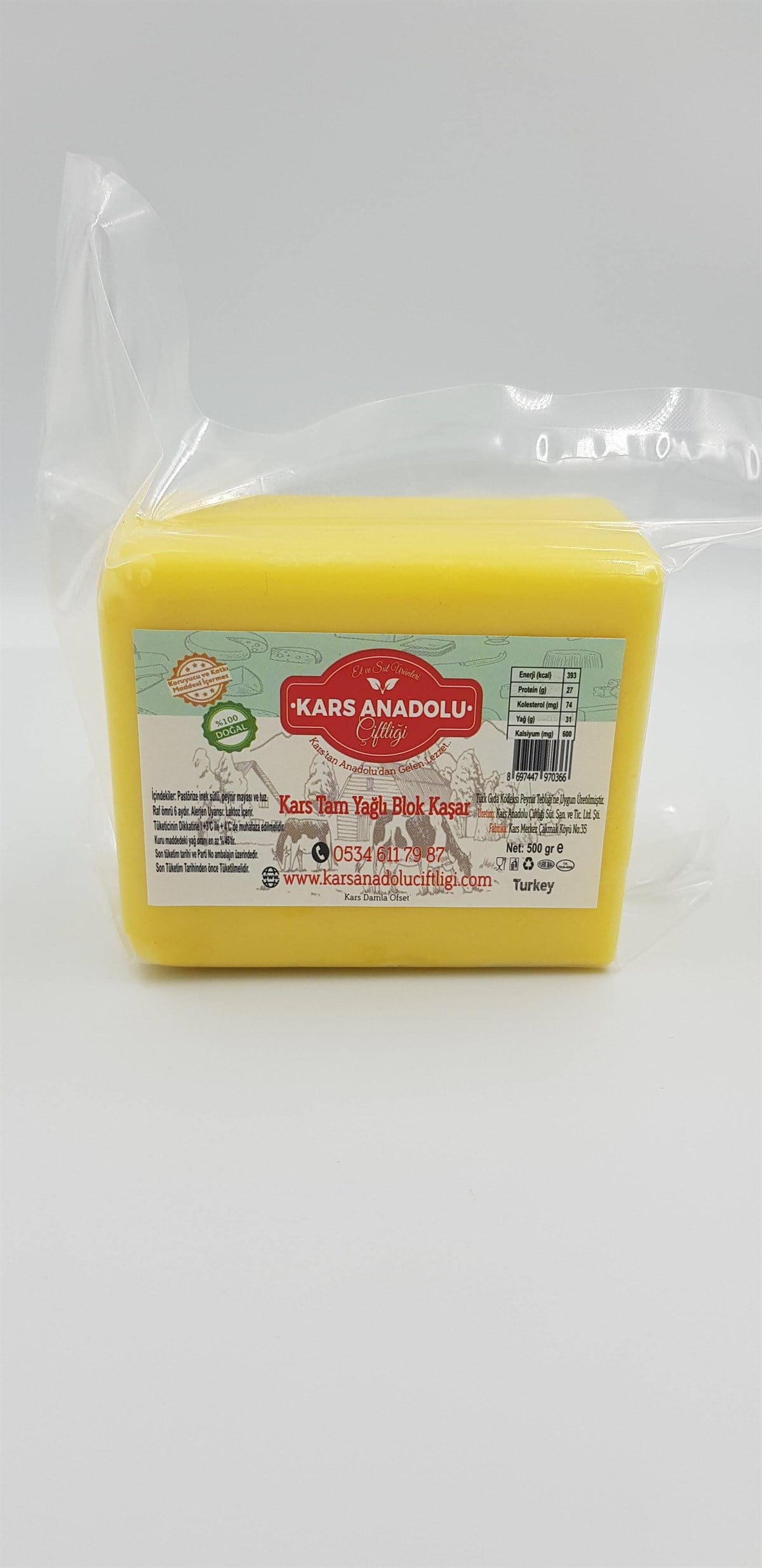 Kars Vakumlu Taze Kaşar 500 GR