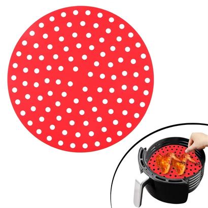  BUFFER® Renkli Isıya Dayanıklı Yıkanılabilir Silikon Fırın Ve Airfryer Yuvarlak Pişirme Matı 23 Cm - Kırmızı