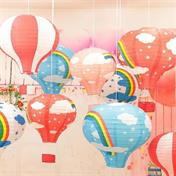 BUFFER® Dekoratif Renkli Kağıt Dilek Feneri Balonu Renkli Uçan Balon