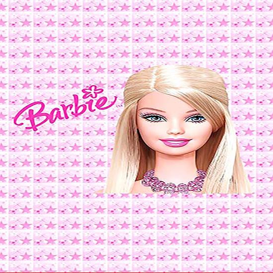 Barbie Bebek Yıldız Desenli Dijital Baskılı Kaymaz Taban Yıkanabilir Pembe  Kız Çocuk Odası Halısı