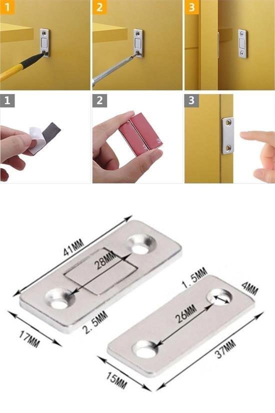 Buffer® 2 Çift Çok Amaçlı Kapı Kapak Dolap Çekmece Mobilya Durdurucu  Kapatıcı Mıknatıslar