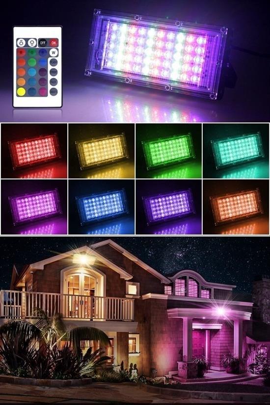 BUFFER® Kumandalı Led Işık Dış Cephe Aydınlatması Çok Renkli RGB Led Panel  Işık PartiLed Aydınlatma
