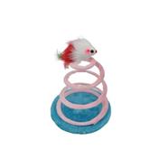 BUFFER® Wooden Base Plush and Movable Spring Fun Cat Toy