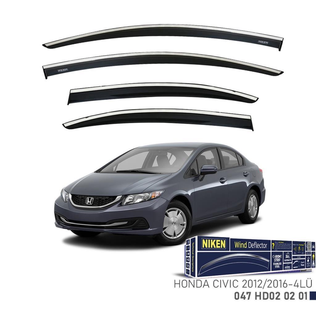 Honda Civic Fb7 Niken Kromlu Cam Rüzgarlığı 4lü Set 2012 2016