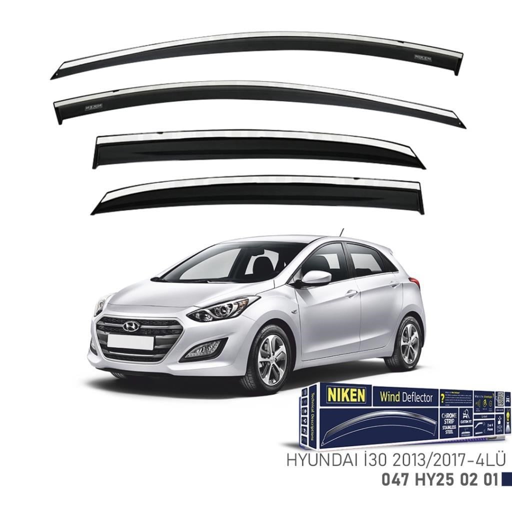 Hyundai i30 Niken Kromlu Cam Rüzgarlığı 4lü Set 2013 2017 