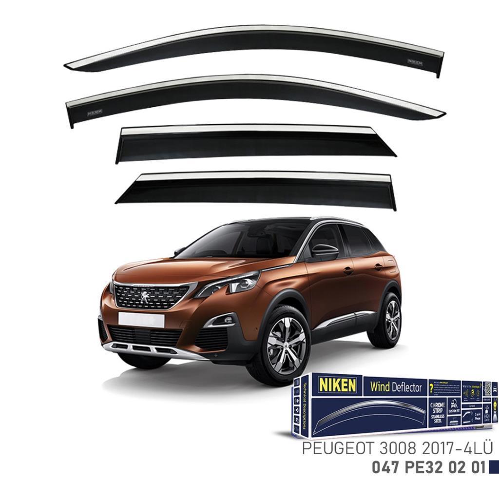 Peugeot 3008 Niken Kromlu Cam Rüzgarlığı 4lü Set 2017 2024