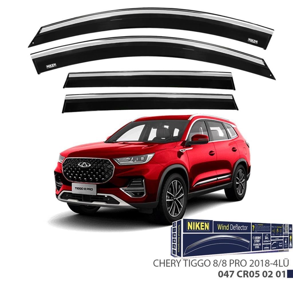 Chery Tiggo 8 Niken Kromlu Cam Rüzgarlığı 4lü Set 2018 ve Üstü