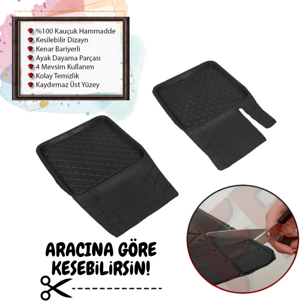 Ferrous Her Araca Uyumlu Üniversal Kauçuk Havuzlu Paspas Ön 2 Parça