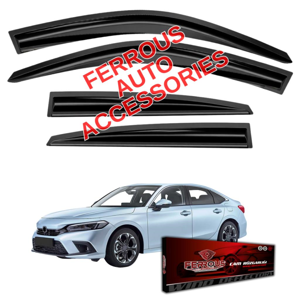 Honda Civic FE1 Sedan/HB Ferrous Cam Rüzgarlığı 4lü Set 2021 ve Üstü