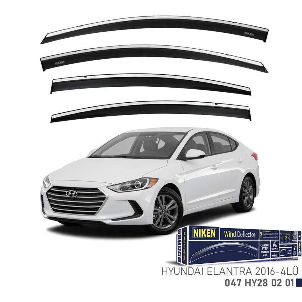 Hyundai Elantra Niken Kromlu Cam Rüzgarlığı 4lü Set 2016 2020 
