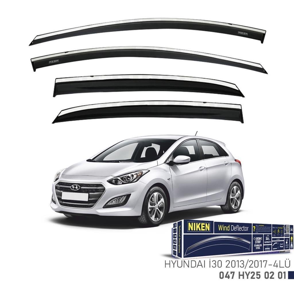 Hyundai i30 Niken Kromlu Cam Rüzgarlığı 4lü Set 2013 2017 