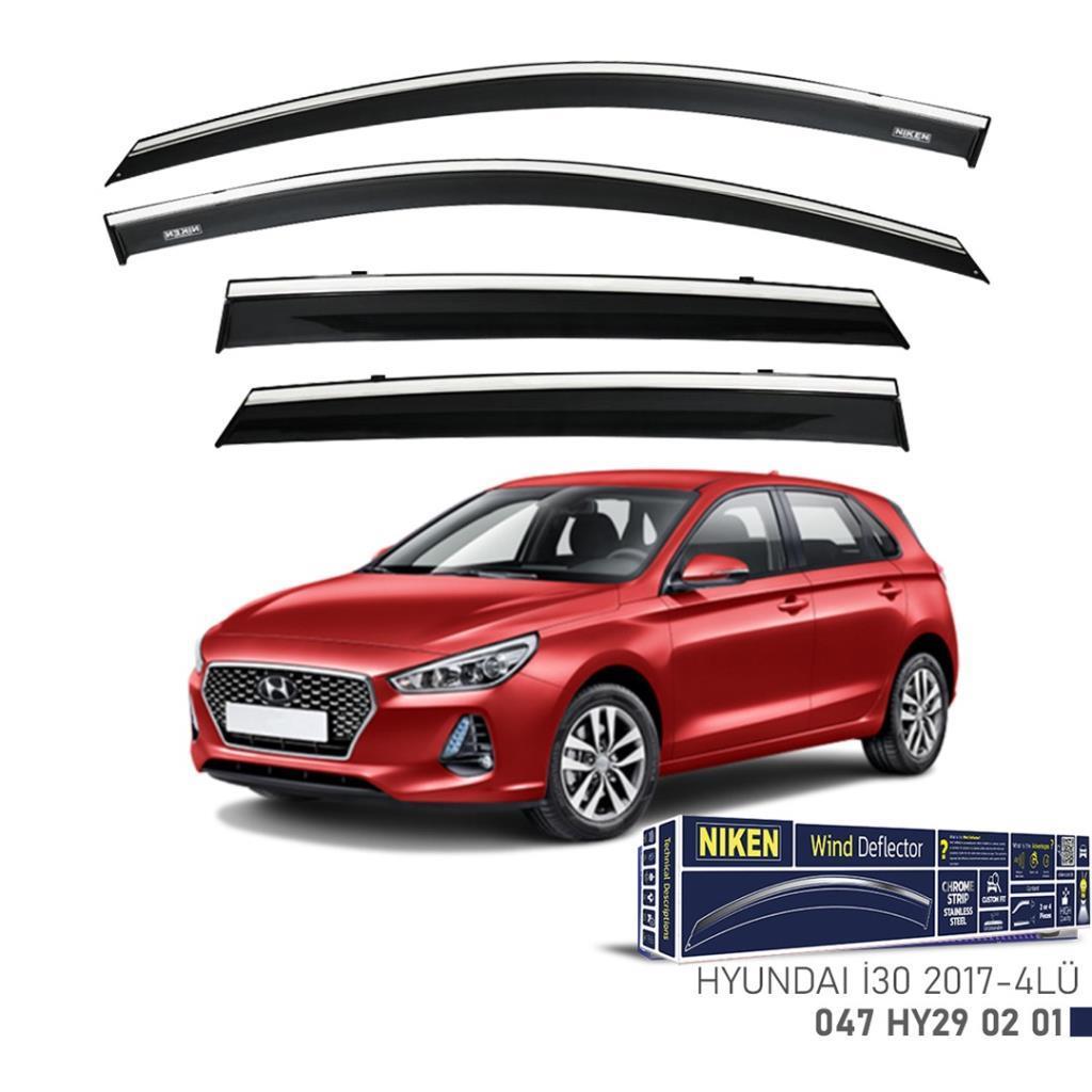 Hyundai i30 Niken Kromlu Cam Rüzgarlığı 4lü Set 2017 ve Üstü