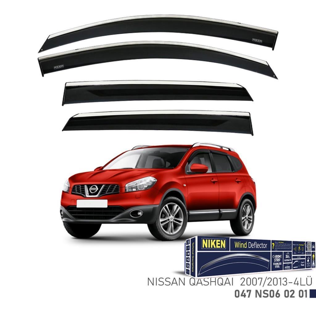 Nissan Qashqai Niken Kromlu Cam Rüzgarlığı 4lü Set 2007 2014 