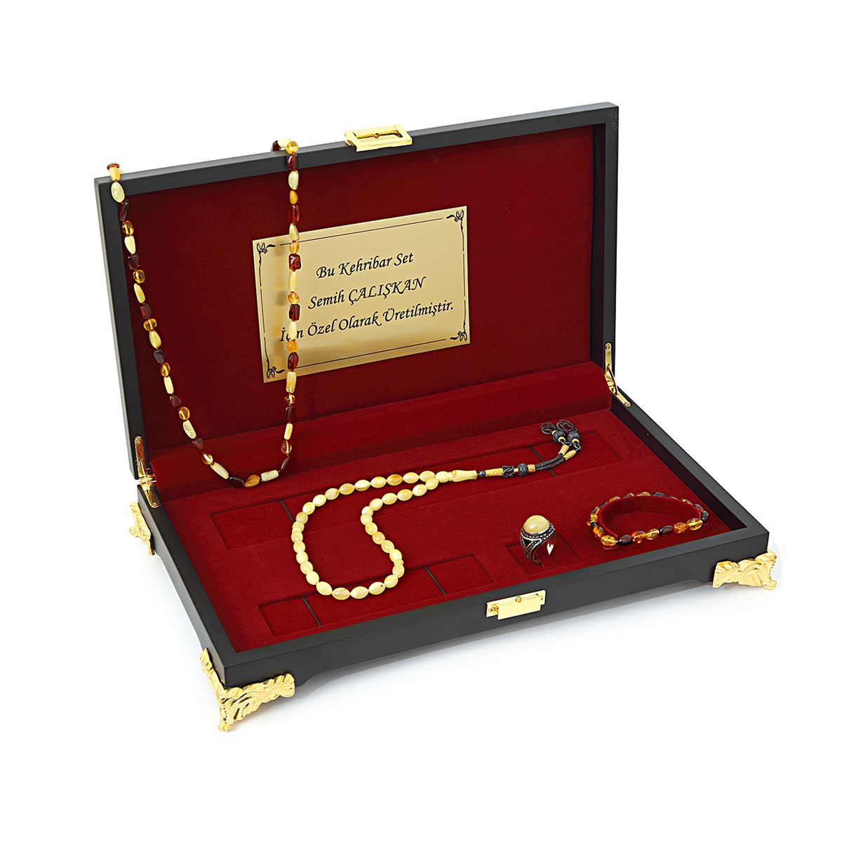 ERKEK LÜKS KEHRİBAR SET