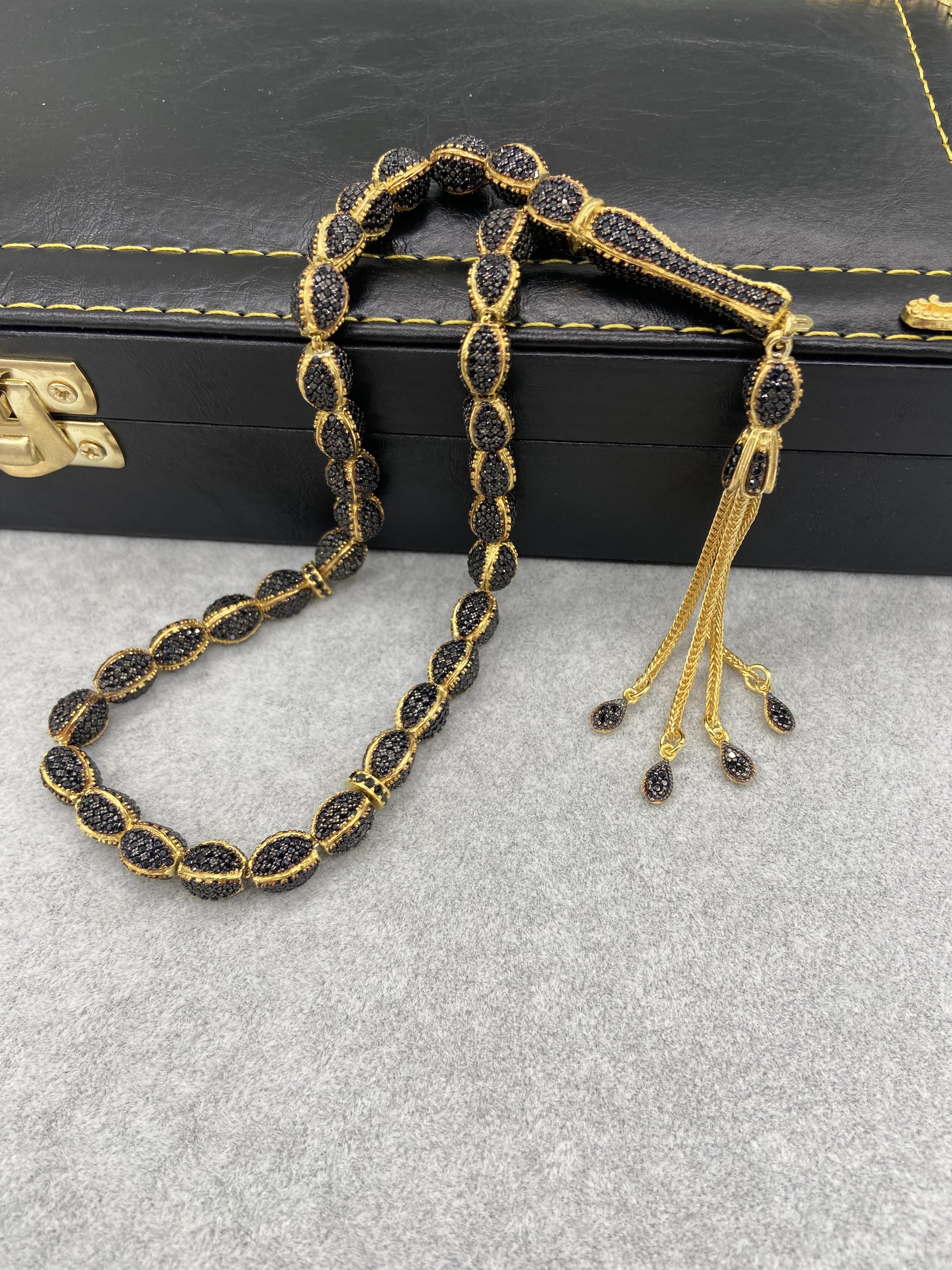 ÖZEL TASARIM ZİRKON TAŞ İŞLEMELİ VIP GÜMÜŞ TESPİH