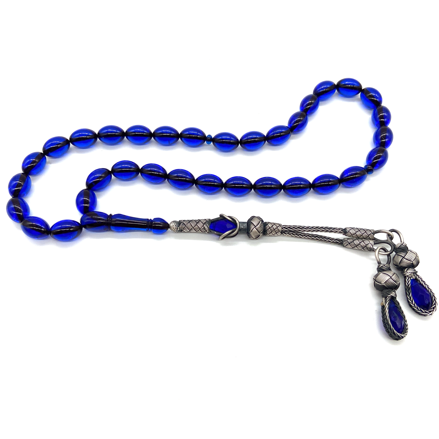 Trabzon El Örmesi Gümüş Kazaz Püsküllü Sıkma Kehribar