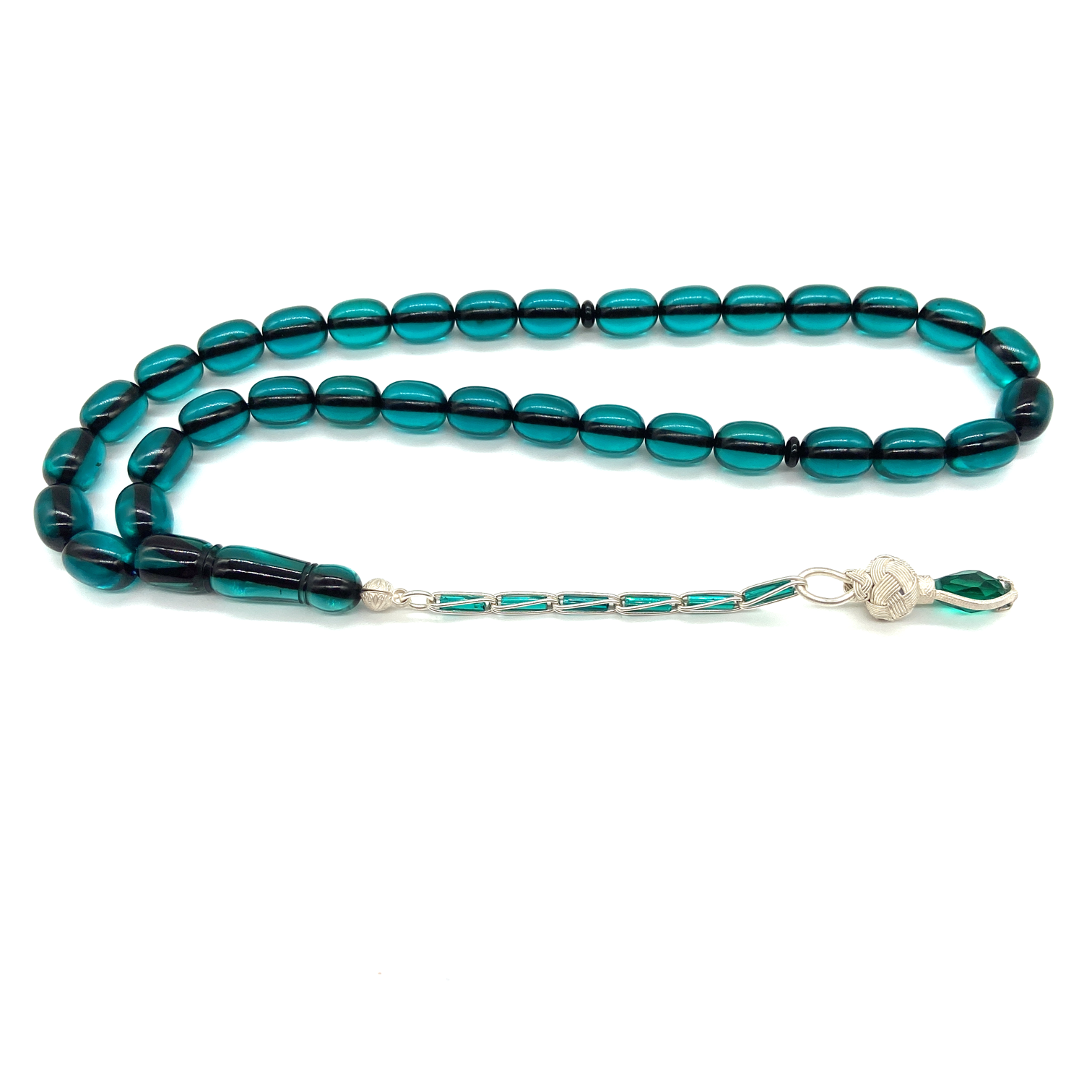 Trabzon El Örmesi Gümüş Kazaz Püsküllü Sıkma Kehribar