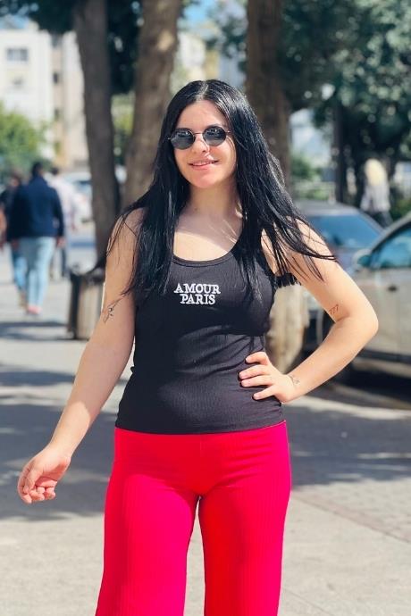 Amour Paris Yazılı Fitilli Atlet Crop